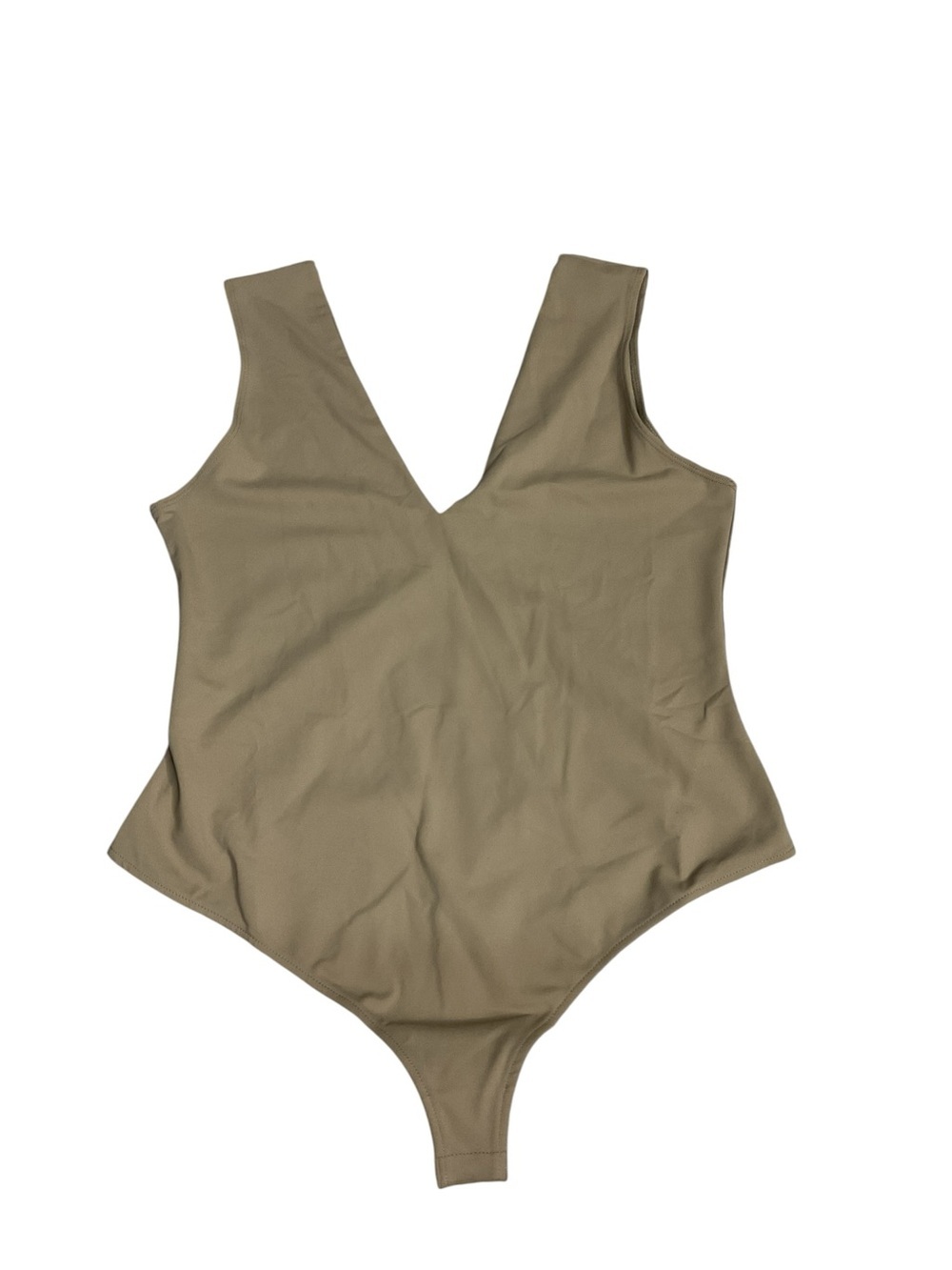 Free People Seamless Deep V Bodysuit Nude Tan XL NWT